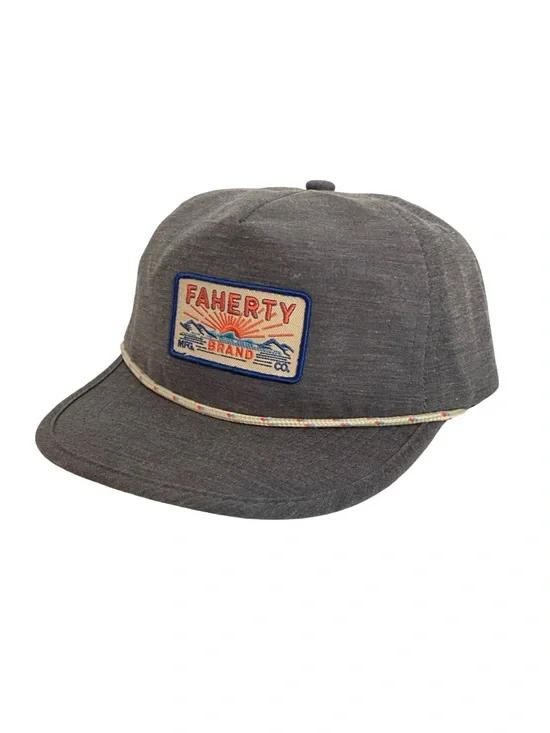 Faherty All Day Corded Hat Unisex One Size Adjustable Charcoal Grey Vintage Logo