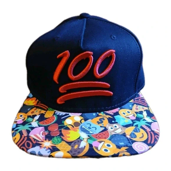 Emoji Flat Bill Snapback Adjustable‎ Black Hat Cap #1587