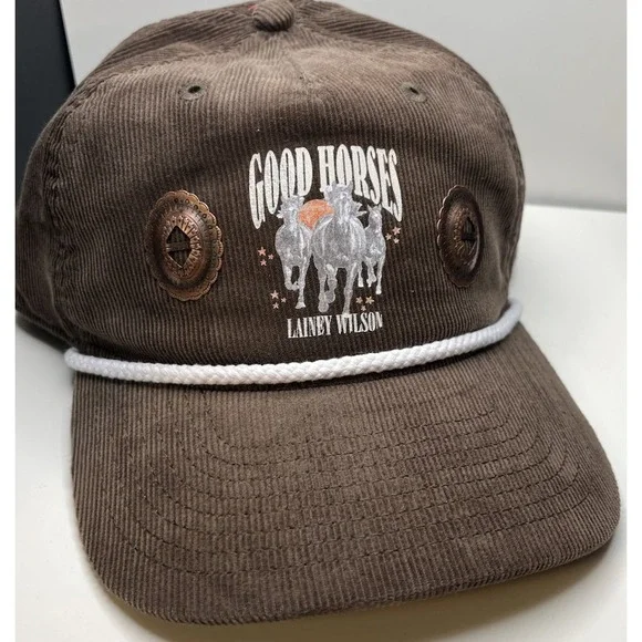 Lainey Wilson Hat Unisex‎ OSFM Brown Good Horses Corduroy Rope Concho