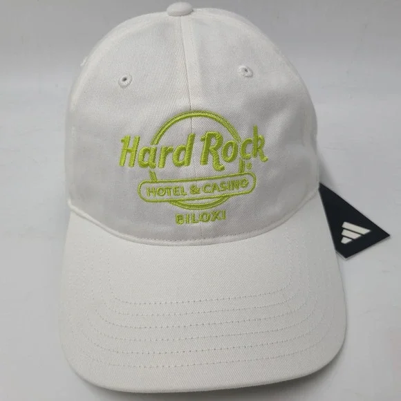 Hard Rock Hat Snapback Adidas White Neon Green Hotel & Casino Biloxi MS Logo Men