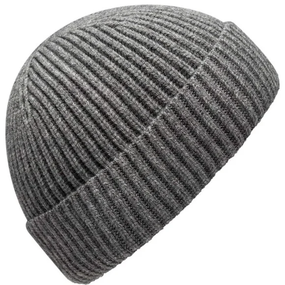 Grey Wool Watch Fisherman Beanie Cap