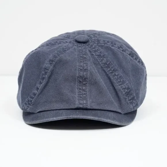 Stetson Delave Hatteras Cap Navy Organic Cotton Newsboy Ivy Hat Size S
