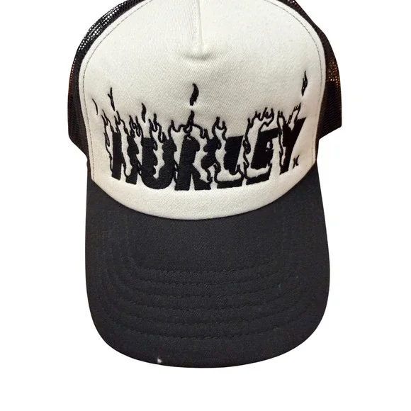 Hurley x Travis Barker Flame Logo Trucker Hat Black White‎ HIHM0408 Snapback Cap