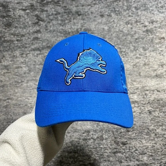 Vintage Detroit Lions Hat Reebok NFL‎ Big Logo Embroidered Blue Adjustable Strap