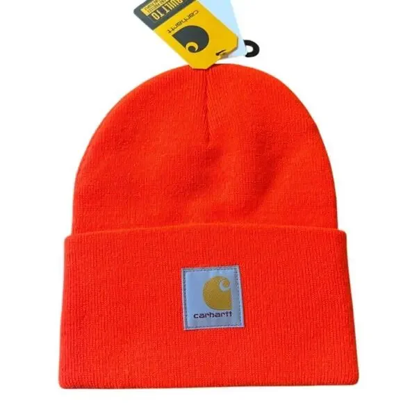 Carhartt High Visibility Orange Knit Cuffed Beanie Hat One Size  NWT