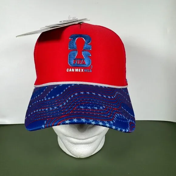 2026 FIFA World Cup Adjustable Trucker Hat Official Licensed Red White Blue