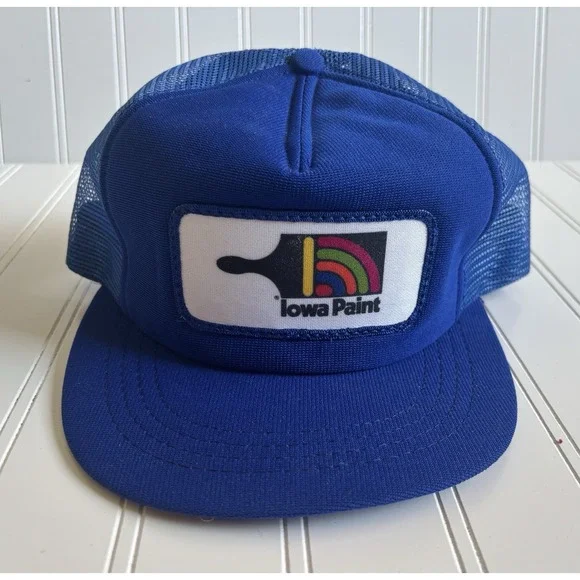 vintage blue patch Iowa Paint trucker‎ painters hat cap mesh snapback One Size
