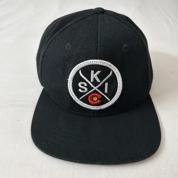 Colorado SKI SnapBack Hat Black Corduroy Skiing Hats Cap Men's‎ OSFM Limited