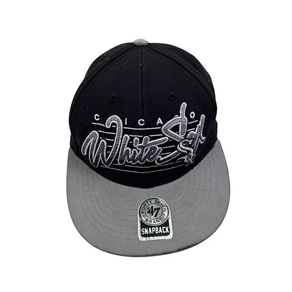 '47 Brand Chicago White Sox Hat OSFM Black Grey Snapback MLB Mens‎