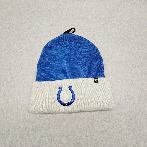 '47 Brand Indianapolis Colts Beanie Hat Cap 2 Tone Royal‎ Blue Logo NFL Football