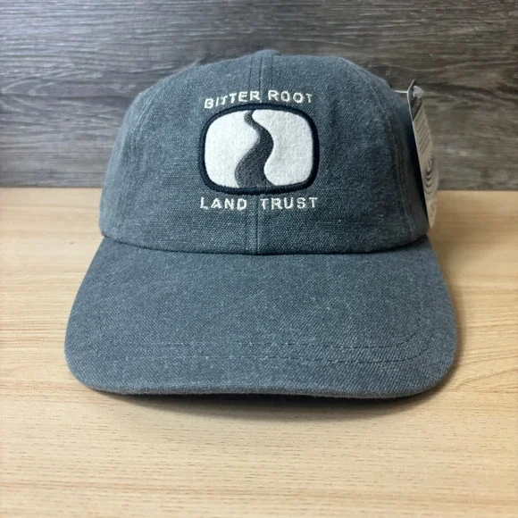 Bitter Root Land Trust Hat Strap Back Gray Canvas Baseball Cap Adjustable NWT‎