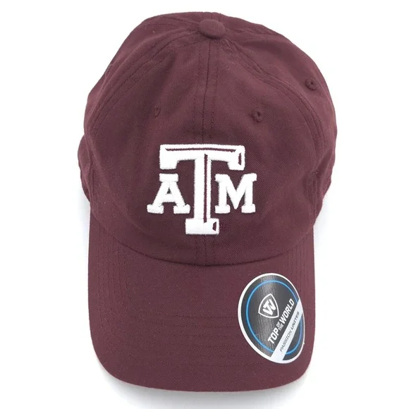 Texas A&M Hat Mens Maroon Red Adjustable Strapback Dad Cap Top of the World NEW