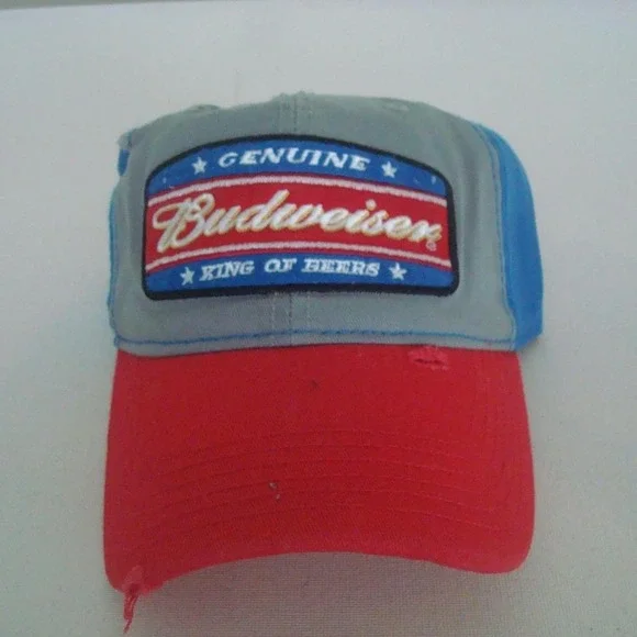 BUD BUDWEISER SNAPBACK BEACH DISTRESSED HAT CAP‎ VINTAGE Y2K 00S Y1
