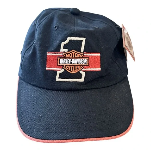 NWT Harley Davidson‎ Strapback Hat Cap Embroidered Bar & Shield Biker Adjustable