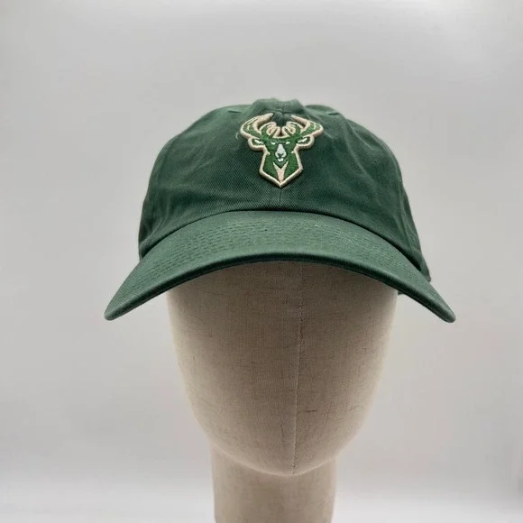 Milwaukee Bucks Cap Adult OS Green Adjustable NBA '47‎ Clean Up Hat Baseball