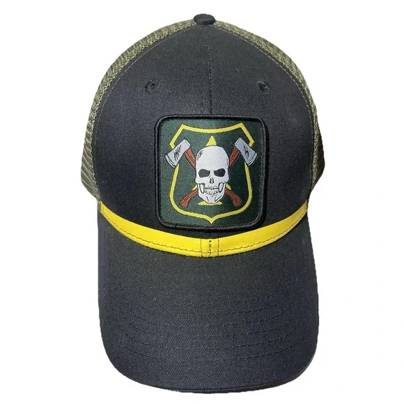 Skull SnapBack Trucker Cap Weevil Outdoor Supply Co. Black‎ Army Green Halloween