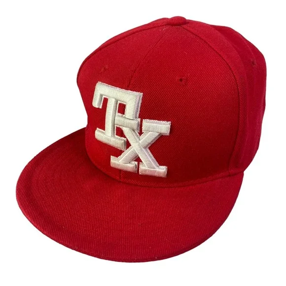 Pit Bull Texas TX Baseball Cap Red White‎ Fitted Flat Bill Embroidered Hat Large