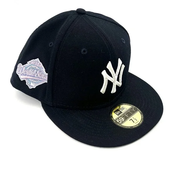 New Era 59FIFTY New York Yankees Fitted Hat 7 1/2 Pink UV World Series Patch MLB