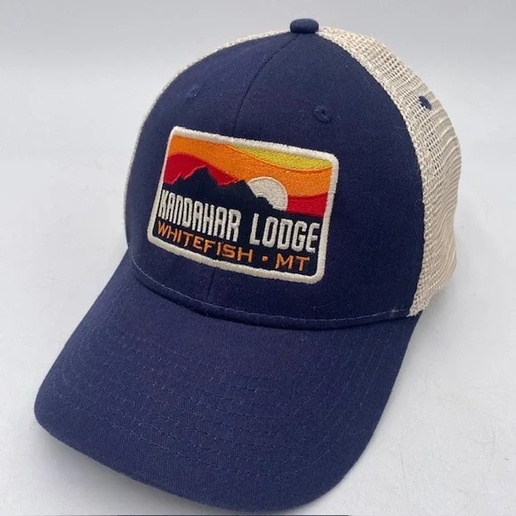 Kandahar Lodge‎ Ouray Sportswear Trucker Hat Mens Navy Blue Whitefish MT Montana