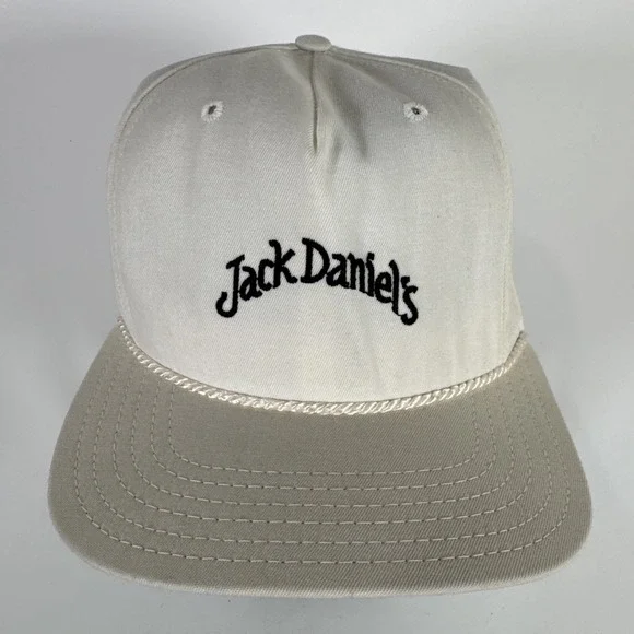 Vintage‎ New Era Jack Daniels Pro Model White Rope Snapback Hat Made In USA