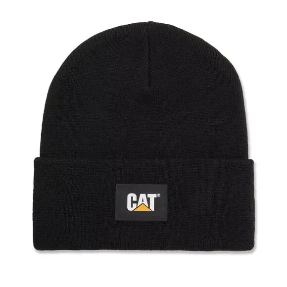 Caterpillar Cat Label Cuff Beanie Hat One Size Black