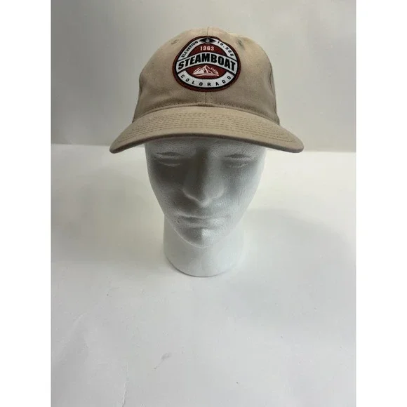 Steamboat 1968 Colorado Hat Cap‎ Stretch Unisex Adult Beige Tan Elevation 10,568