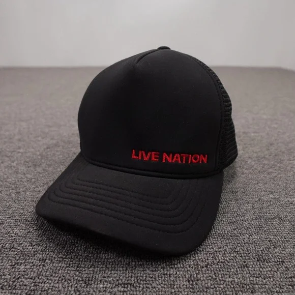 James Perse Hat Cap Snap Back Mens One Size Black Live Nation Mesh Trucker