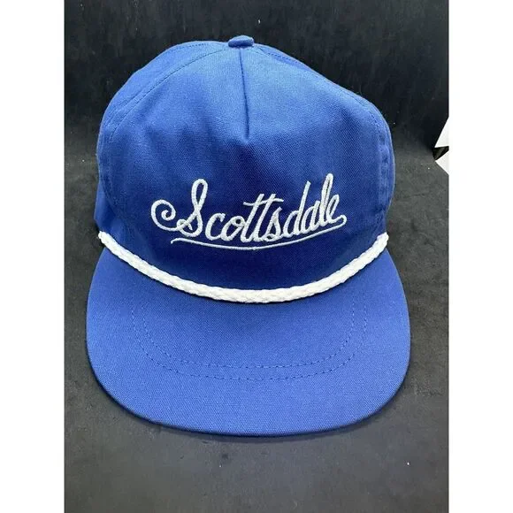 VINTAGE Blue Scottsdale Corded Hat  Cap Strap Back Made in‎ USA OSFA