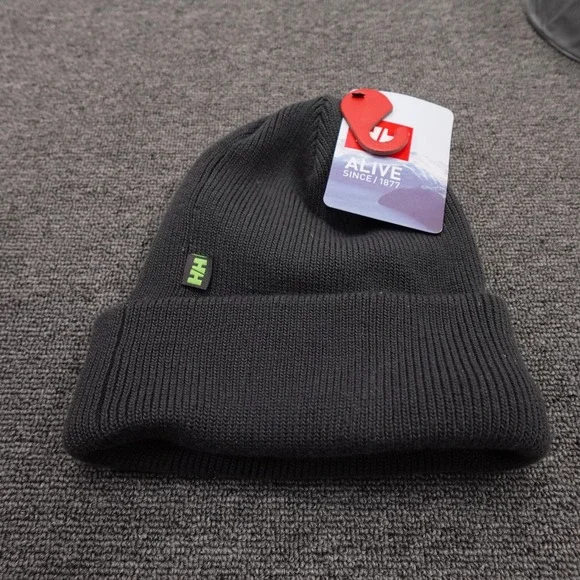 Helly Hansen Hat Beanie Fitted Mens One Size Black PS 2IN1 Lined Knit Winter