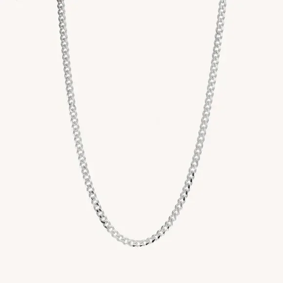 NEW NYC STERLING .925 Solid Silver 18” Chain Cuban Link Diamond Cut Necklace