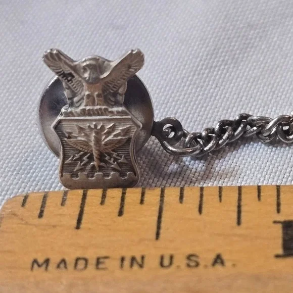 Vintage US Air Force USAF Master Sergeant Rank Insignia Tie Tack Pin with Chain