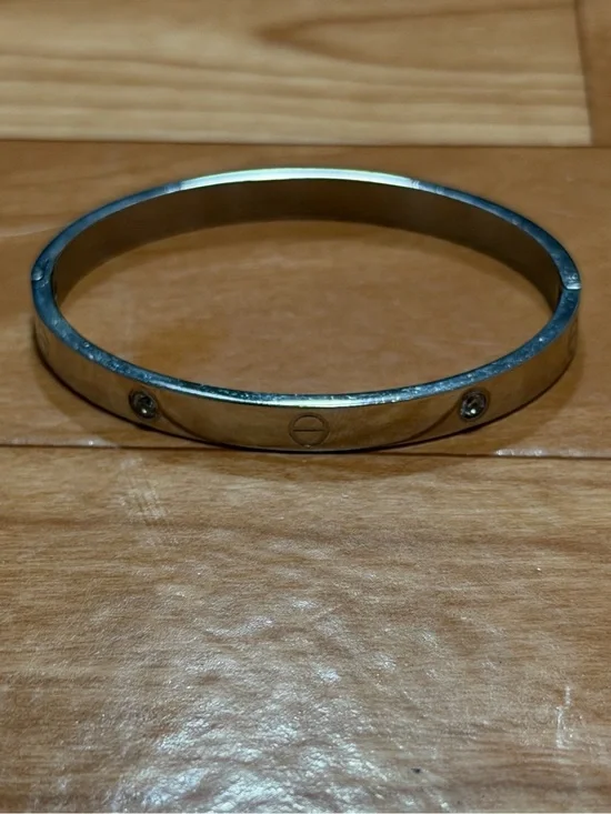 Cartier Silver Love Bracelet with Screw Motif and Stones ( missing one stone)