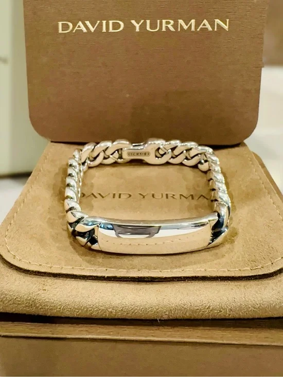 David Yurman Curb Chain ID Bracelet – Sterling Silver 11.5mm (Size M)