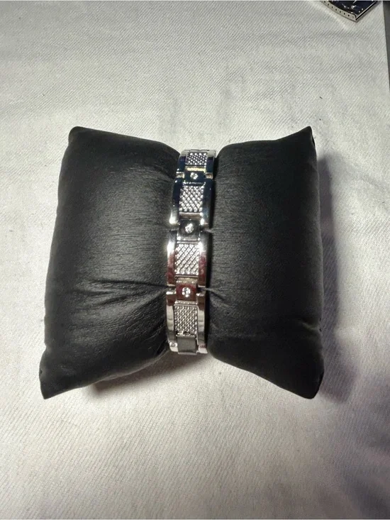 Silver Link Bracelet with CZ gemstones
