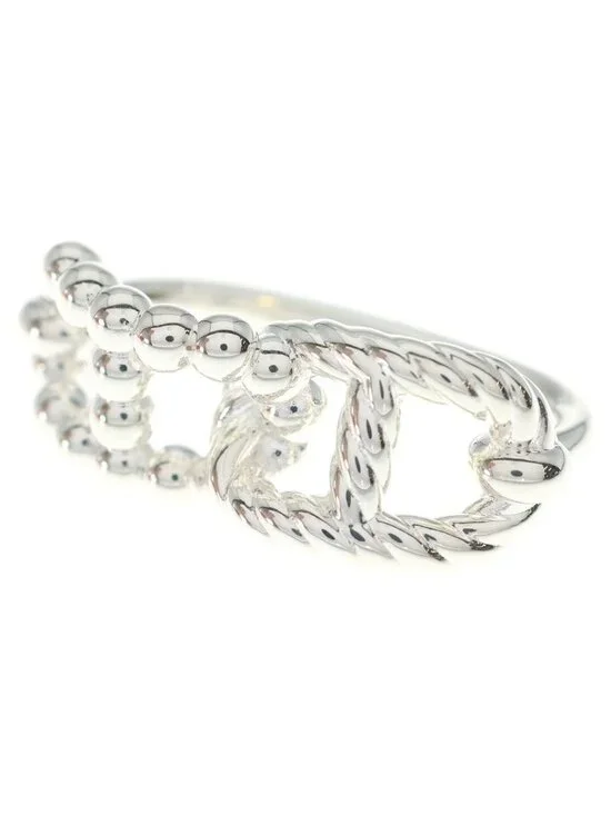 Hermes Chaine D'ancre Area 2 Double Ring Silver