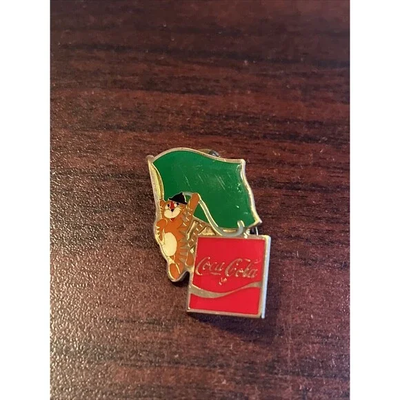 Vintage‎ 1988 Seoul Olympics Coca Cola Hodori Tiger Libya Flag Lapel Pin