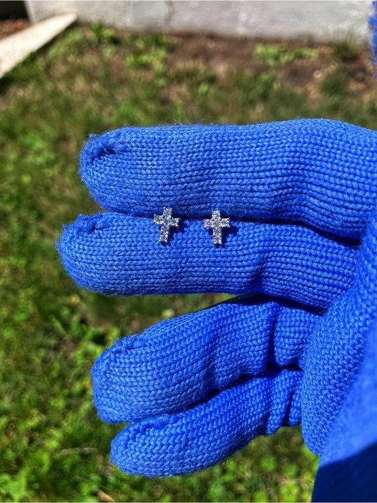 Brand New 925 Silver Moissanite Cross Earrings