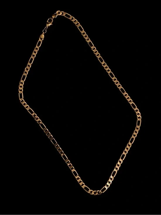 Gold Tone Figaro Chain Necklace