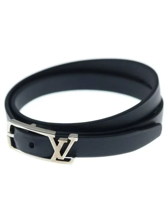 Louis Vuitton Bracelet Neogram Leather Black Silver 19