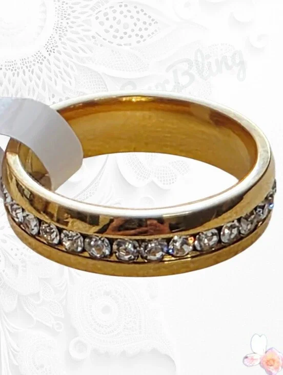 Crystal Eternity Band Ring Minimalist Stackable Unisex Size 9.5 Or 10.5