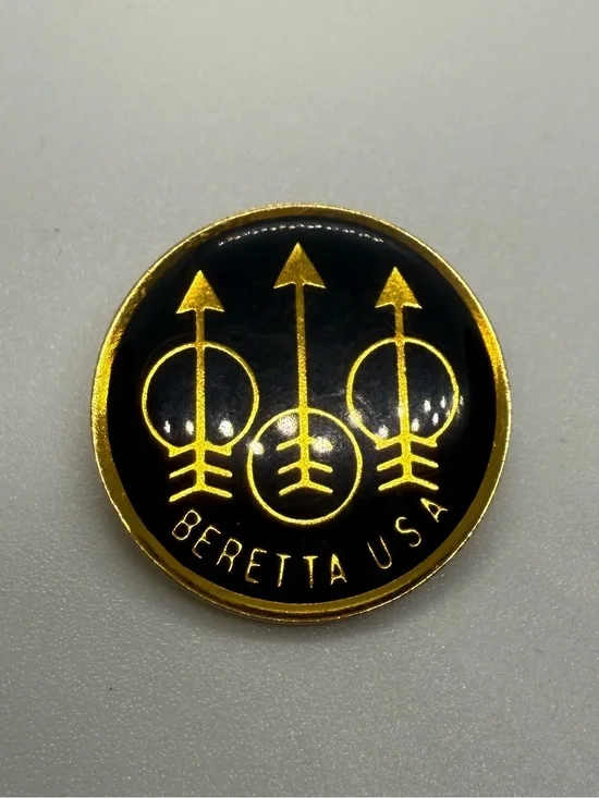Vintage Beretta USA Logo Enamel Lapel Pin Gold Tone