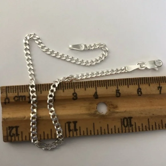 925 Silver 8” 3mm bracelet cuban chain unisex