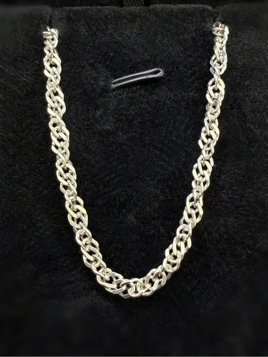 Vintage Italy 925 Sterling Silver Thick Rope Singapore style Chain 18