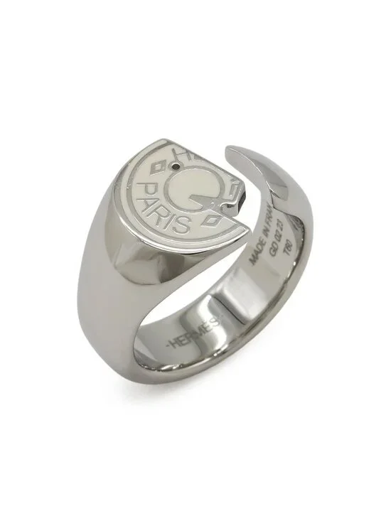 Hermes Clou de Selle Cal Open Ring Metal Ivory