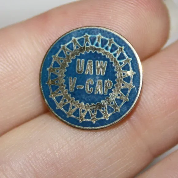 🔵🏭 Gold + Blue UAW V-CAP Lapel Pin · 5/8