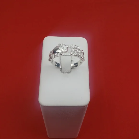 925 real solid sterling silver men's with zircon ston‎  Good Luck Symbol Sz 11.5