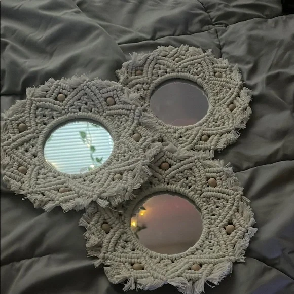 Handcrafted Beige Macrame Wall Mirrors