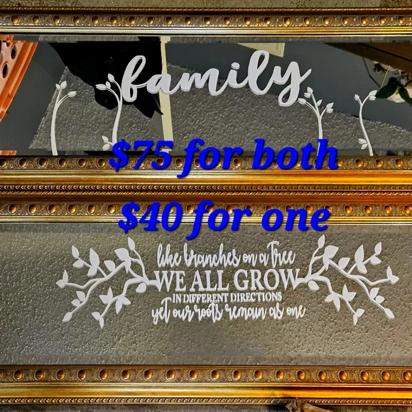 Decorated gold framed mirrors
