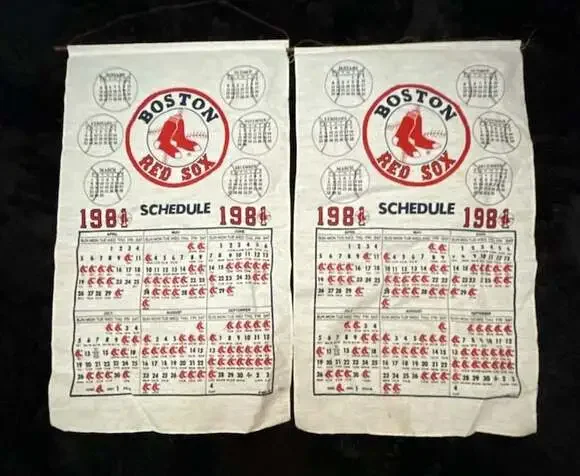 Vintage 1984 Boston Red Sox Cloth Wall Hanging Schedule Calendar (Lot of 2)