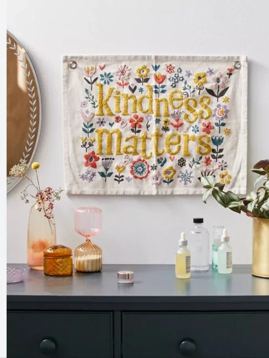 Urban Outfitters UO Home 'Kindness Matters' canvas tapestry wall hanging